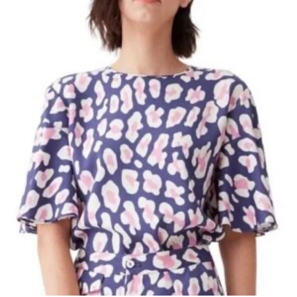 Diane VonFurstenberg Arlene Flutter Sleeve Top, Flutter sleeve top, Designer Top - Picture 3 of 9